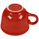 A Fiesta Scarlet china coffee mug with a handle.