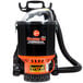 A black and orange Hoover C2401 commercial backpack vacuum cleaner with attachments.