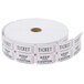 A roll of Carnival King white customizable raffle tickets.