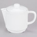 An Arcoroc white porcelain teapot with a lid.