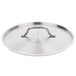 A silver Vollrath stainless steel lid with a handle.