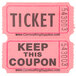 Two pink Carnival King raffle tickets with black text.