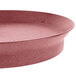 A red round polypropylene deli server with a raspberry finish.