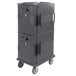 A grey Cambro Ultra Camcart for hot food on wheels.