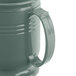 A grey Cambro Shoreline Collection insulated mug with a green interior and handle.
