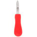 A Victorinox New Haven style oyster knife with a red plastic SuperGrip handle.