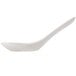 A white Thunder Group Blue Bamboo melamine wonton soup spoon with a handle.