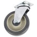 A Cambro swivel castor wheel with a black and grey wheel and metal plate.