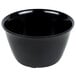 A black Carlisle Dallas Ware bouillon bowl.