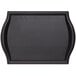 A black Carlisle rectangular bistro tray with a curved edge.
