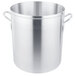 A close up of a Vollrath Wear-Ever aluminum stock pot with two handles.