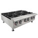 An APW Wyott stainless steel countertop range with six burners.