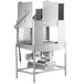 A stainless steel Noble Warewashing double rack dishwasher with a metal frame on top.