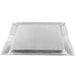 A silver square Vollrath serving tray with handles.