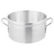 A silver Vollrath Wear-Ever sauce pot with two handles.