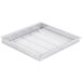 A Bakers Pride stainless steel overhead shelf with a grid on it.
