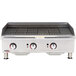 An APW Wyott stainless steel gas charbroiler on a counter.