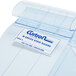 A clear plastic storage box with a label on it containing 6 Curtron clear plastic strip door replacements.