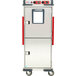 A white and silver Metro C5 T-Series heated holding cabinet with red accents.