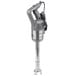 A silver and grey Robot Coupe immersion blender with a black cord.