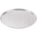 An American Metalcraft 14" round silver heavy weight aluminum pizza pan with holes.
