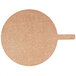 An American Metalcraft round brown pizza peel with a handle.