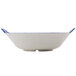 A white GET Santa Lucia bowl with blue rim handles.