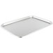A Vollrath stainless steel oblong serving tray with a silver finish.