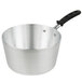 A Vollrath Wear-Ever aluminum sauce pan with a black silicone handle.