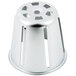 A silver metal Vollrath #4 cone with holes.