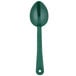 A green Thunder Group polycarbonate salad bar spoon with a handle.