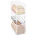 A Cal-Mil clear plastic drawer with a loaf of bread inside.