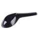 A black plastic spoon with a handle.