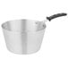 A Vollrath stainless steel sauce pan with a black TriVent handle.