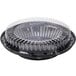 A D&W Fine Pack black plastic pie container with a clear lid.