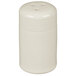 A white Tuxton pepper shaker with a lid.