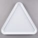 A white plastic triangular tray with a Fineline lid.