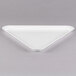A white triangle shaped Fineline Platter Pleaser tray.