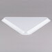A white triangle shaped Fineline plastic tray.