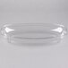 A clear plastic oval bowl with a clear rim.