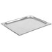 A Vollrath stainless steel 1/2 size steam table pan cover with a handle.