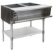 A stainless steel Eagle Group liquid propane steam table with two sealed wells.