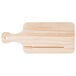 A Choice wooden serving and cutting board with a handle.