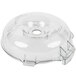 A clear plastic lid with a hole for a Robot Coupe 27272 Cutter Bowl Kit.