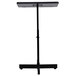 A black metal lectern with an adjustable height.