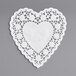A white heart shaped doily.