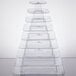 A clear plastic pyramid display stand with 9 tiers.