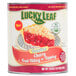 A #10 can of Lucky Leaf Premium Non-GMO Cherry Pie Filling on a counter.