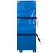A blue rectangular Cres Cor bun pan rack cover with black straps.