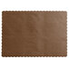 A brown paper placemat with scalloped edges.